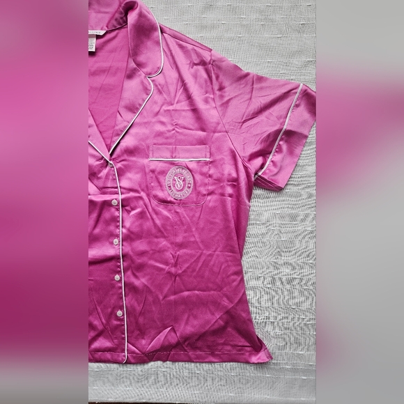 Victoria's Secret Glazed Satin Pink Short Sleeve Pajama Set XL 100% Polyester - Picture 7 of 14
